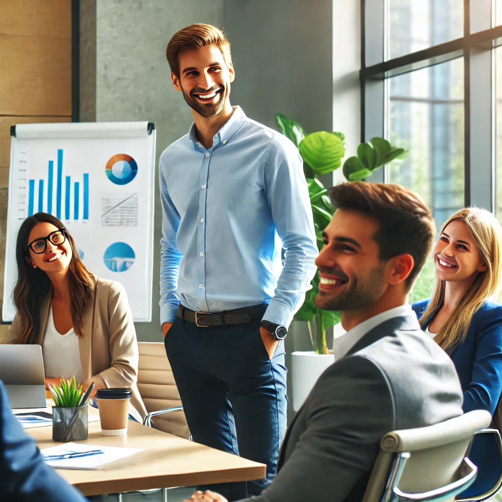 Konstruktives Feedback - Teammeeting im modernen Büro