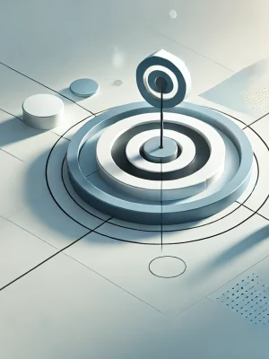 Abstrakte Darstellung eines Zielscheibenmodells mit klaren Kreisen, das die Idee der Fokussierung und strategischen Positionierung symbolisiert.