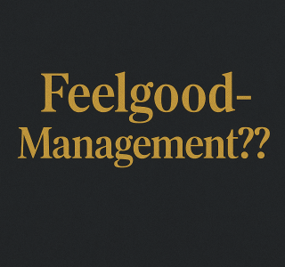 Schwarzer Hintergrund mit goldener Schrift Feelgood-Management