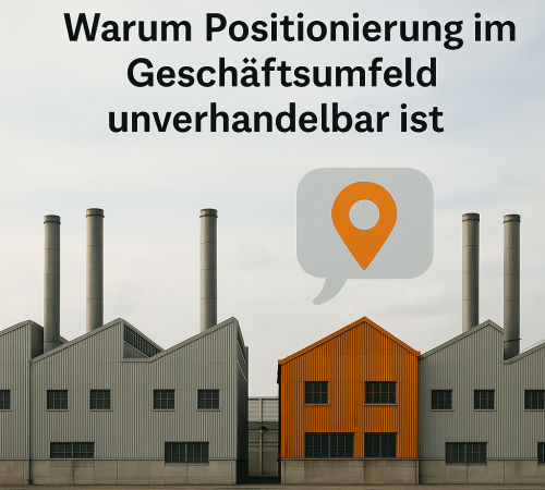 Eine auffällige orangefarbene Fabrik hebt sich zwischen grauen Industriebauten ab – Symbol für klare Positionierung im Markt